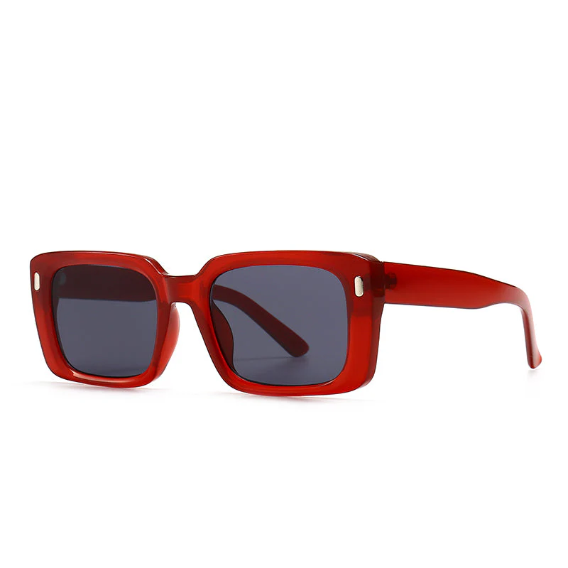 Chic Rectangular Red Sunglasses